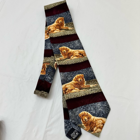 Edangered Species Other - Endangered Species Golden Retriever Dog 100% Silk Necktie Novelty‎